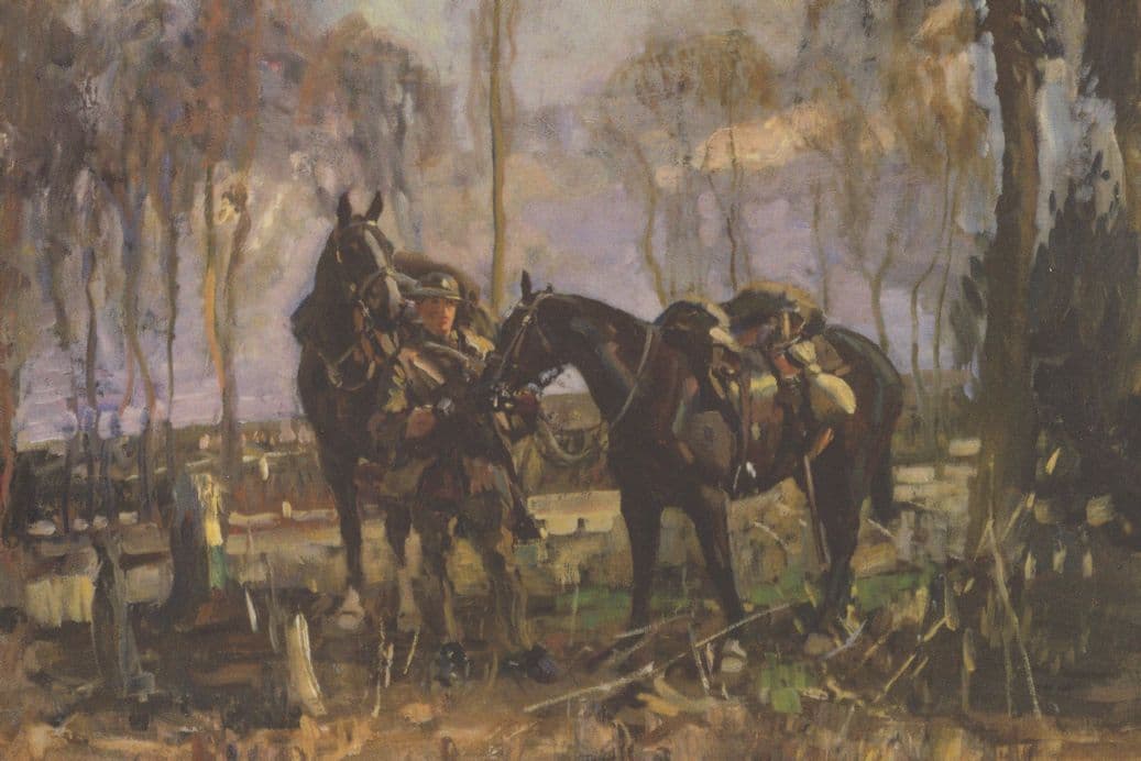 On The Edge Of The Wood Alfred Munnings Military Painting Postcard