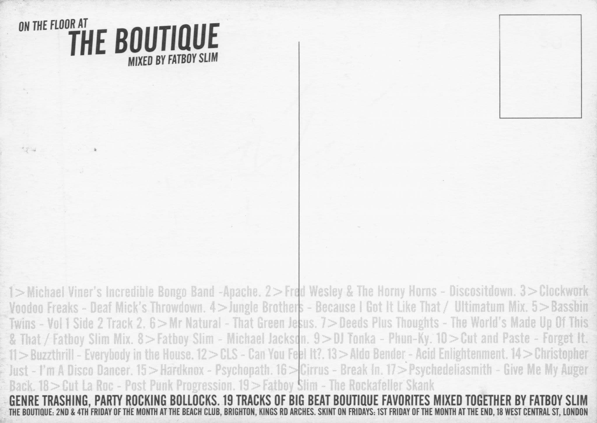 On The Floor at The Boutique Live With Fatboy Slim Postcard