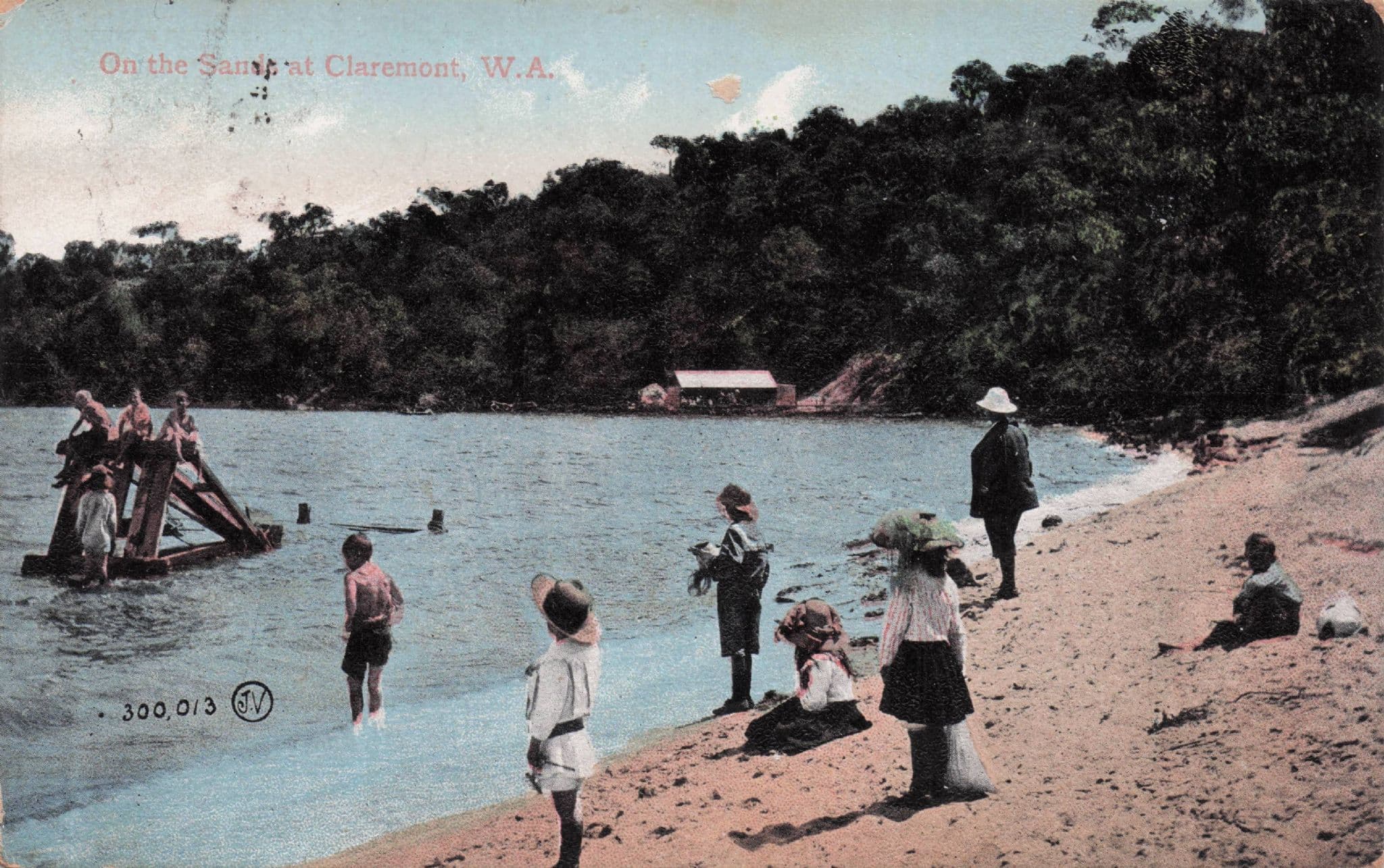 On The Sands At Claremont Beach New Zealand WW1 Postcard