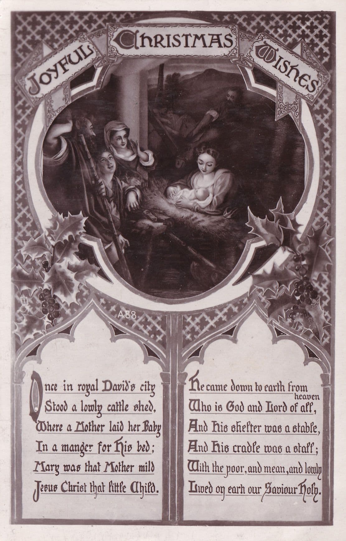 Once In Royal Davids City Christmas Carol Real Photo Postcard