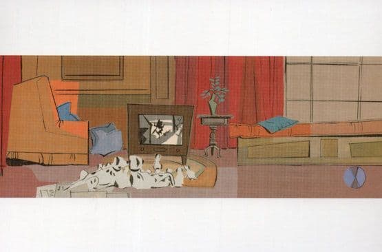 One Hundred & One Dalmatians Dogs Watching Television Walt Disney Postcard
