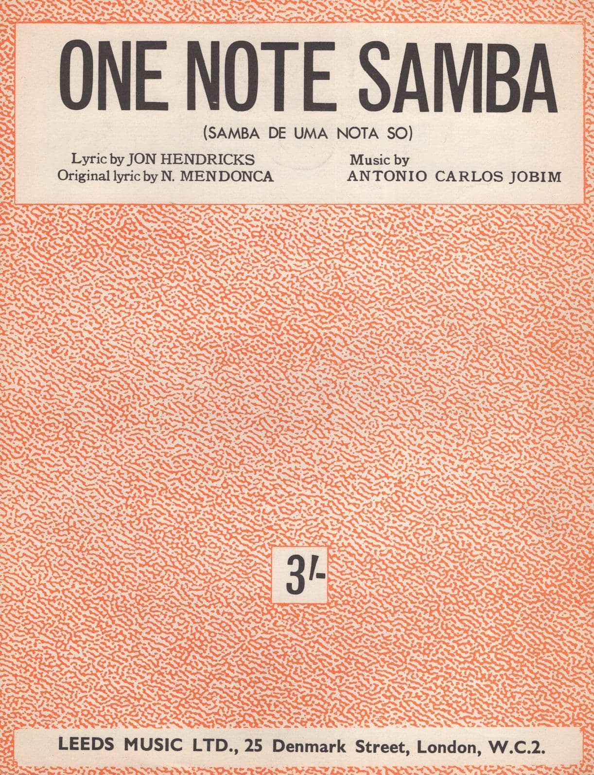 One Night Samba Antonio Carlos Jobim Old Sheet Music