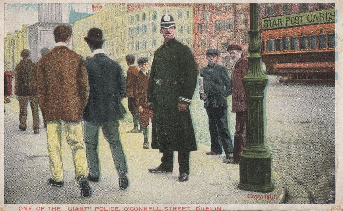 One Of The Giant Police O'Connell Street Dublin Old Rare Irish Postcard