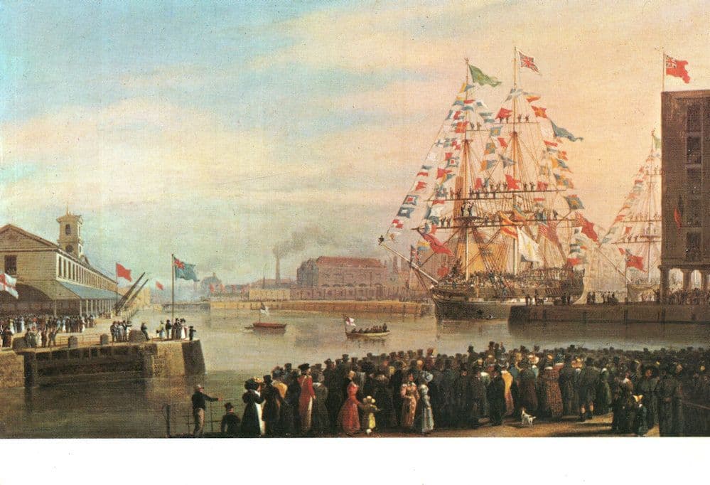 Opening Of St Katherine Dock Harbour William Huggins Painting Postcard