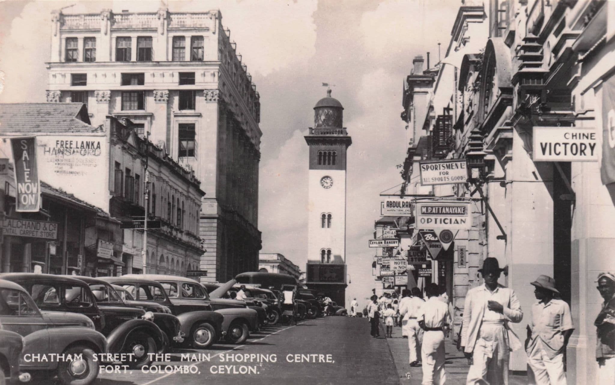 Opticians Sale Signs Sports Shop Chatham Street Colombo Old RPC Postcard