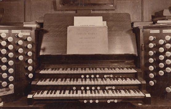 Organ at St Johns Church Lowestoft Suffolk Bach Antique Old Real Photo Postcard