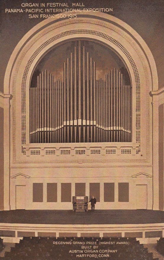 Organ in San Fransisco Festival Hall Award Wins Exposition 1915 WW1 USA Postcard