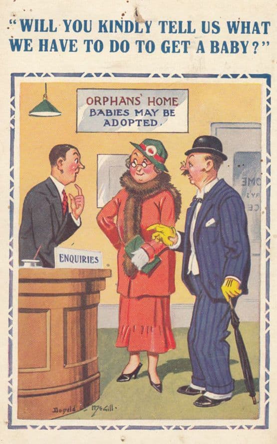 Orphans Home Orphanage Adopting Baby Babies Comic Humour Postcard