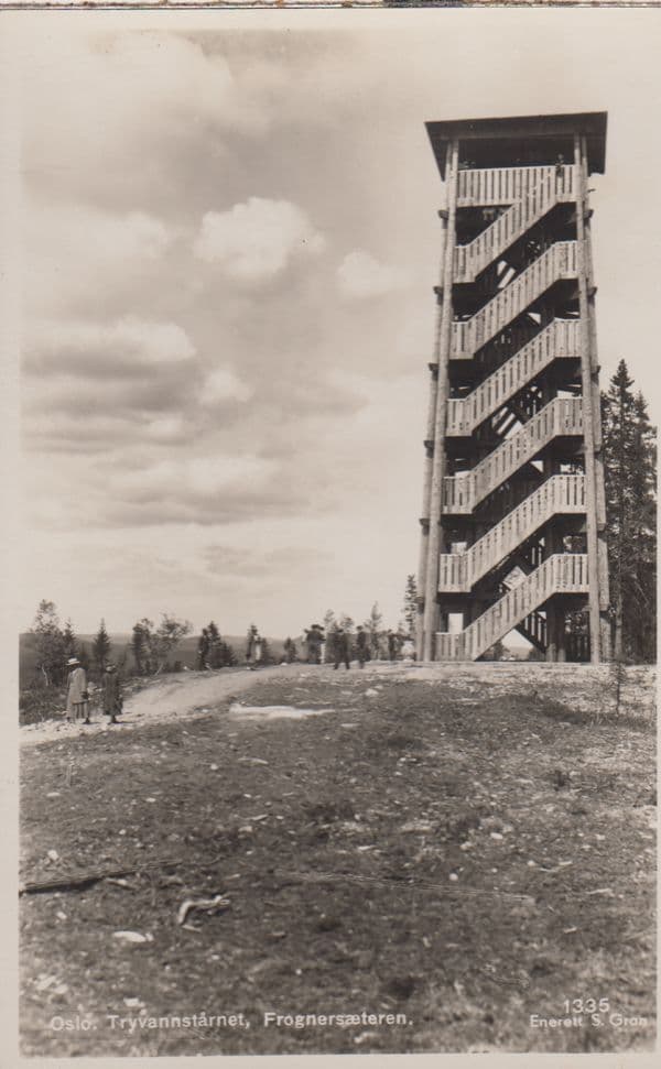 Oslo Tryvannstarnet Tower Tryvannstarnet Norway Old Real Photo Postcard
