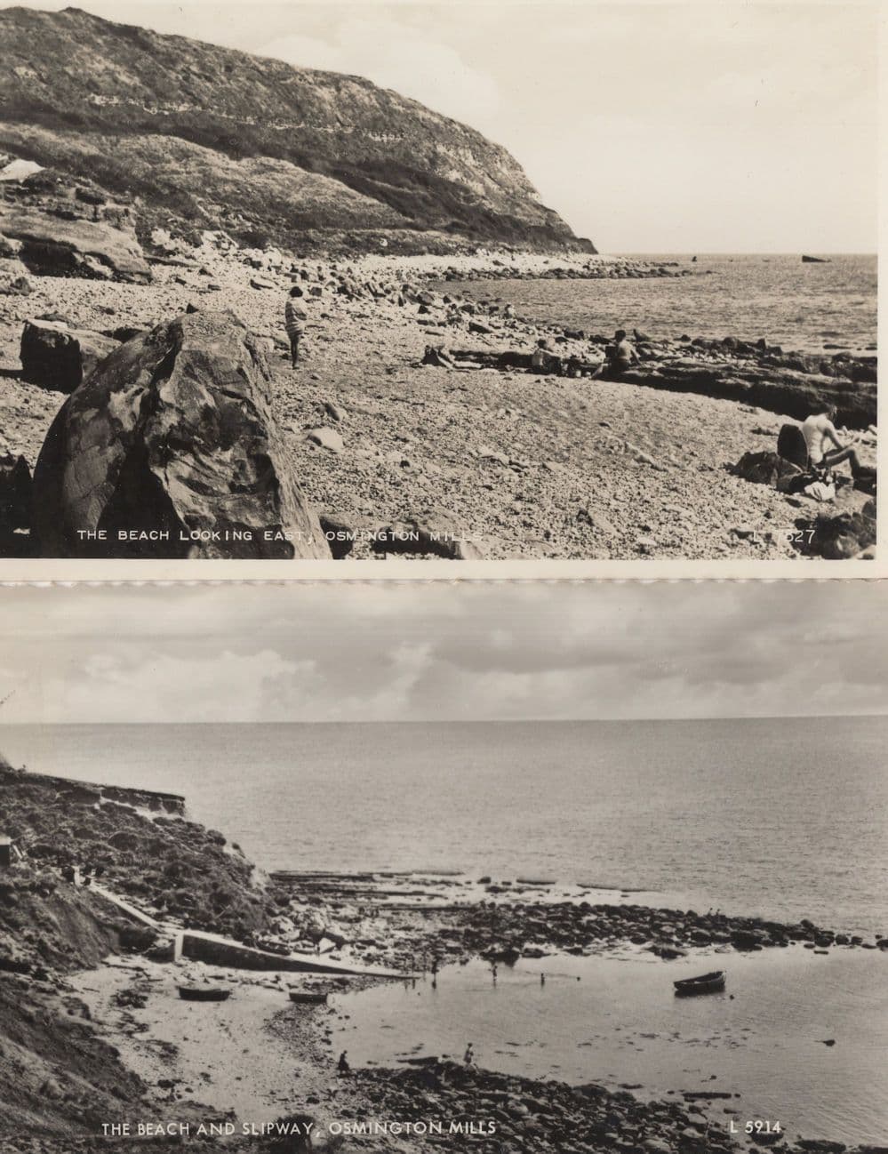 Osmington Mills Dorset Beach 2x Real Photo Vintage Postcard s