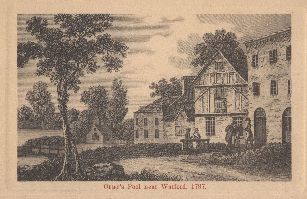 Otters Pool Watford Herts in 1700s Pub Antique Postcard