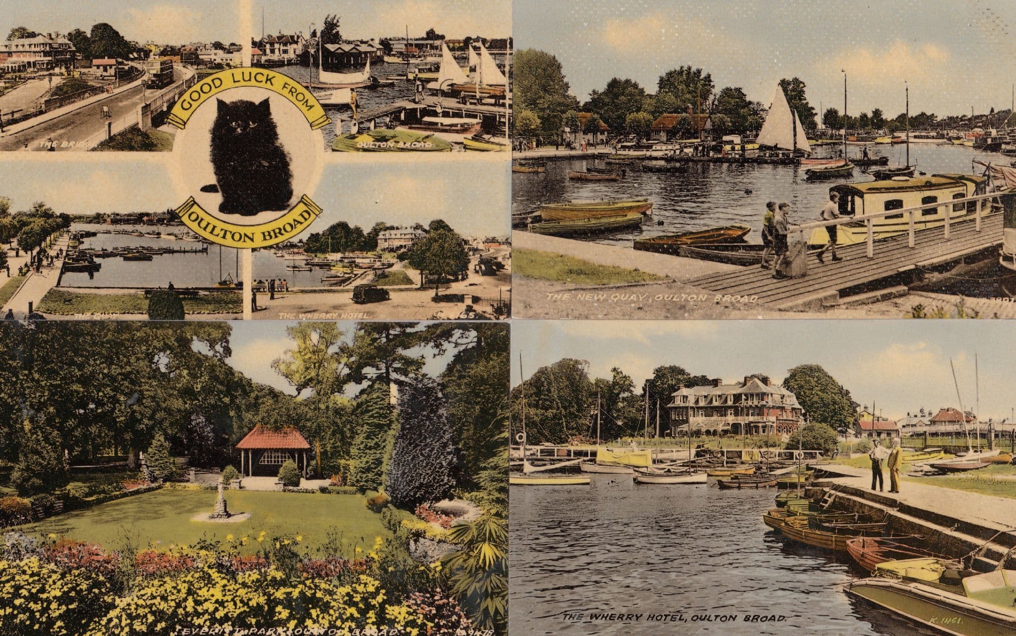 Oulton Broad Norfolk 4x Old Postcard s