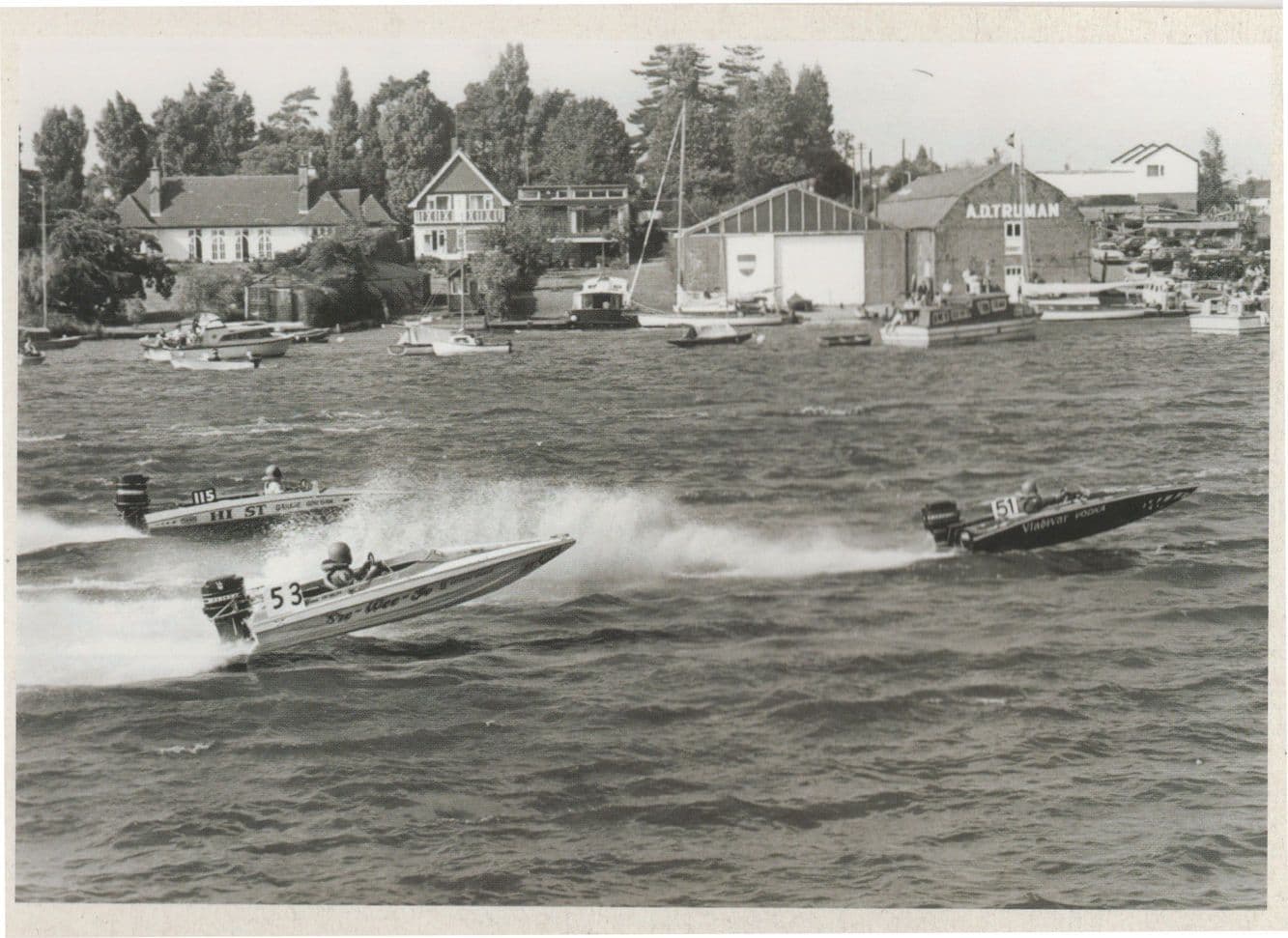 Oulton Broad Speedboat River Racing in 1975 Norfolk Postcard