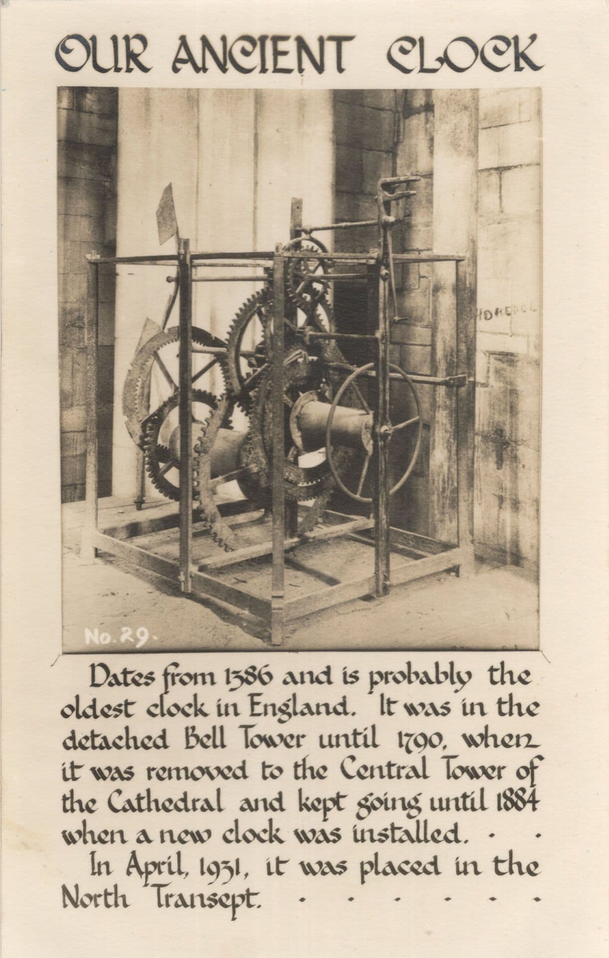 Our Ancient Clock Oldest Clock in England Salisbury Wiltshire Postcard