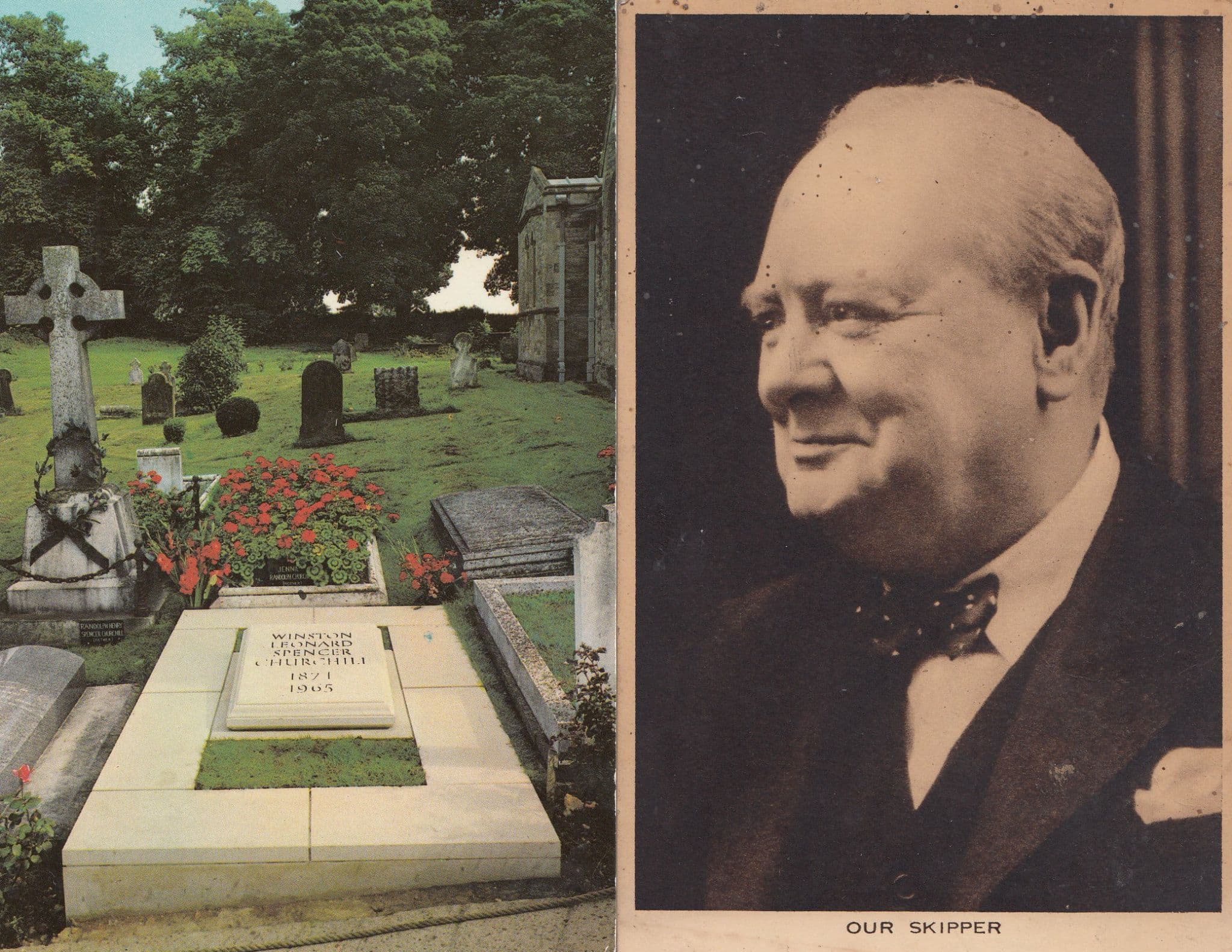 Our Skipper Winston Churchill Grave 2x Postcard