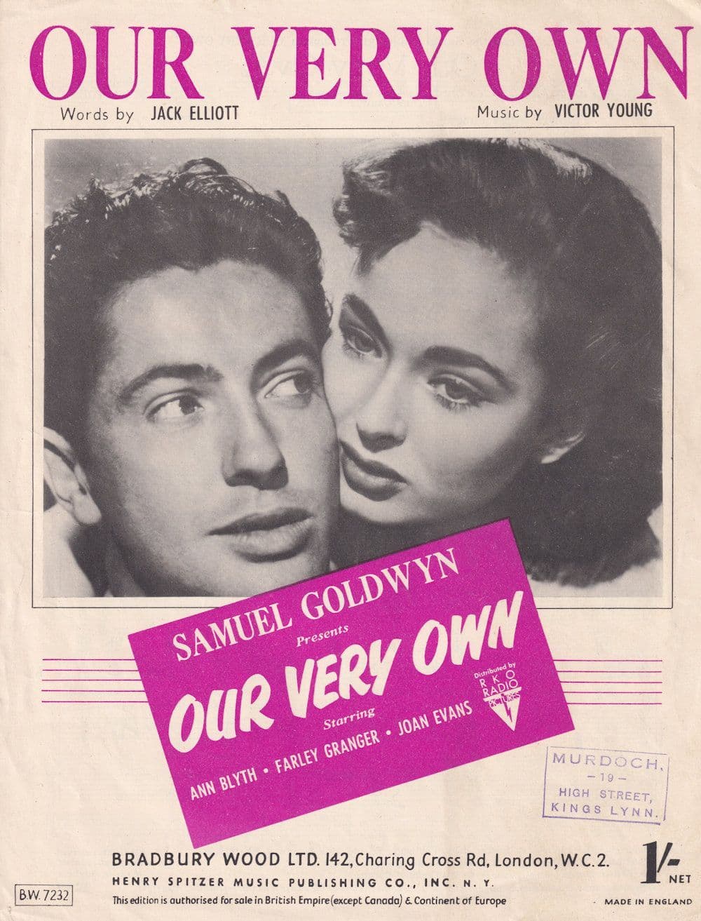 Our Very Own Samuel Goldwyn 1950s Sheet Music