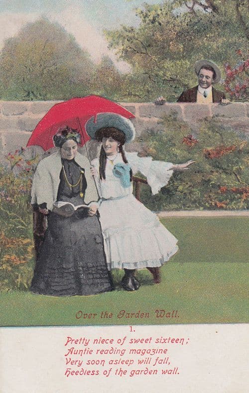Over The Garden Wall Man Peeping Tom Auntie Sleeping Risque Songcard Postcard