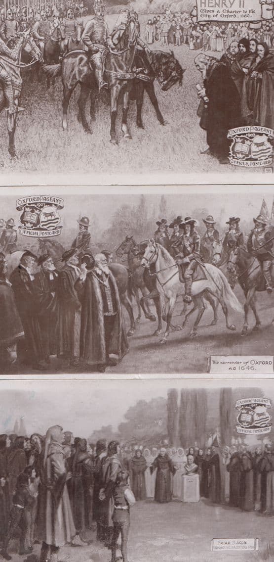 Oxford Pageant Friar Bacon 1646 Battle Of Surrender Henry II 3x RPC Postcard s