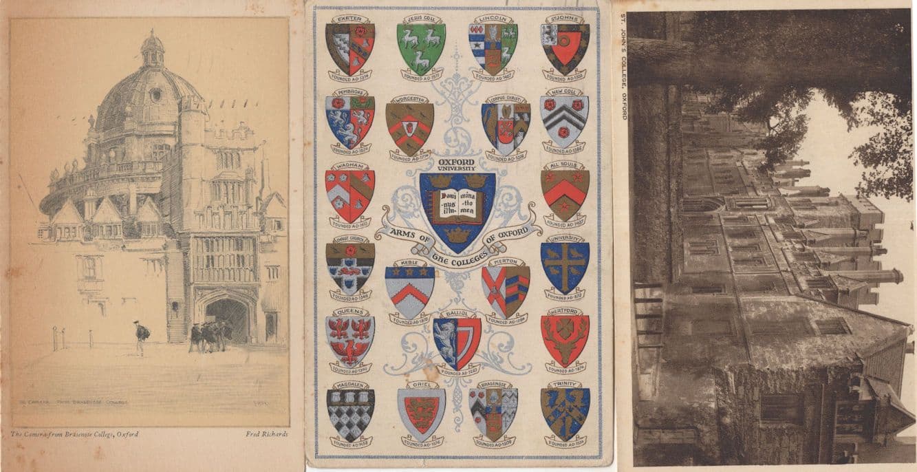 Oxford Shield College 3x Old Postcard s
