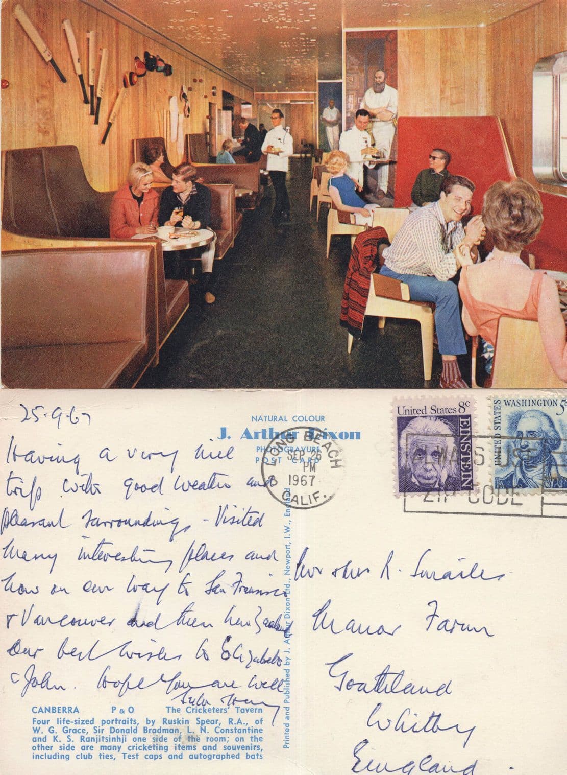 P&O Canberra The Cricketers Ship Tavern Posted On Board 2x Postcard s