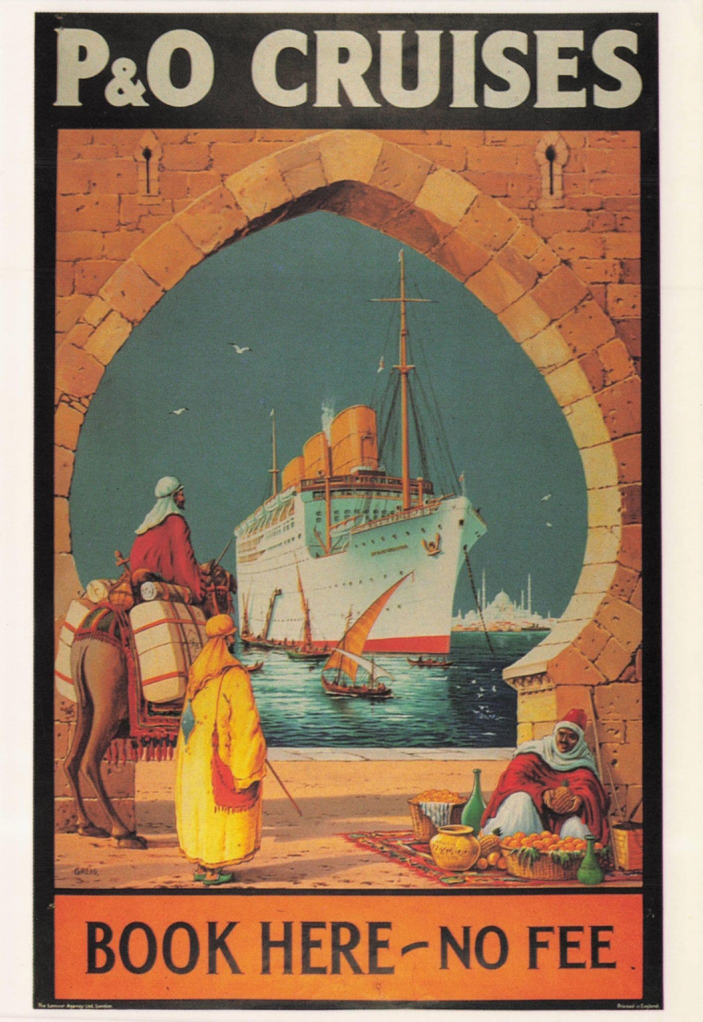 P&O Cruises Tickets Here Egypt Ship Travel Poster Postcard