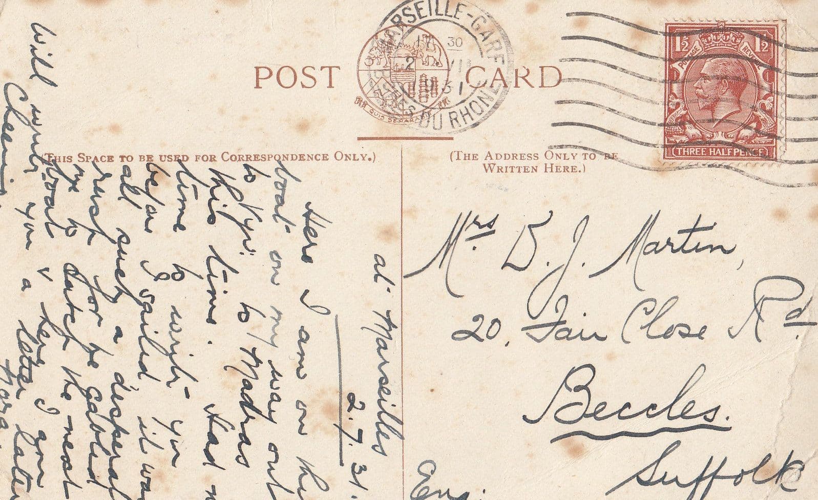 P&O India China SS Maloja POSTED BY 1931 PASSENGER ON BOARD Postcard
