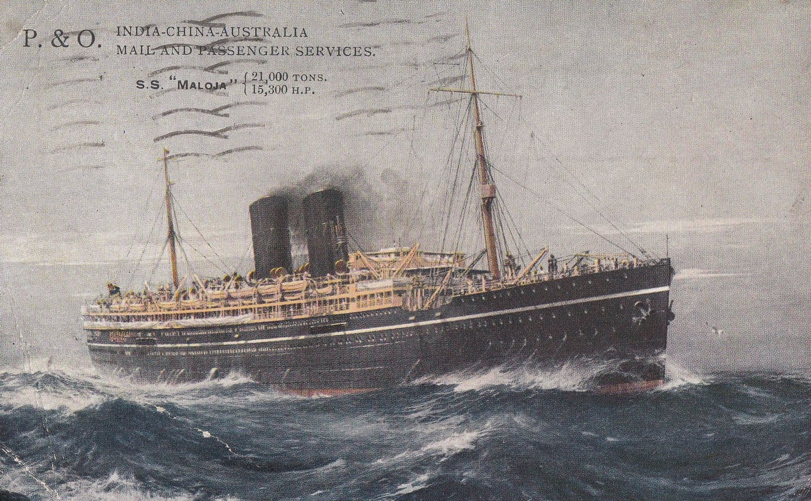 P&O India China SS Maloja POSTED BY 1931 PASSENGER ON BOARD Postcard
