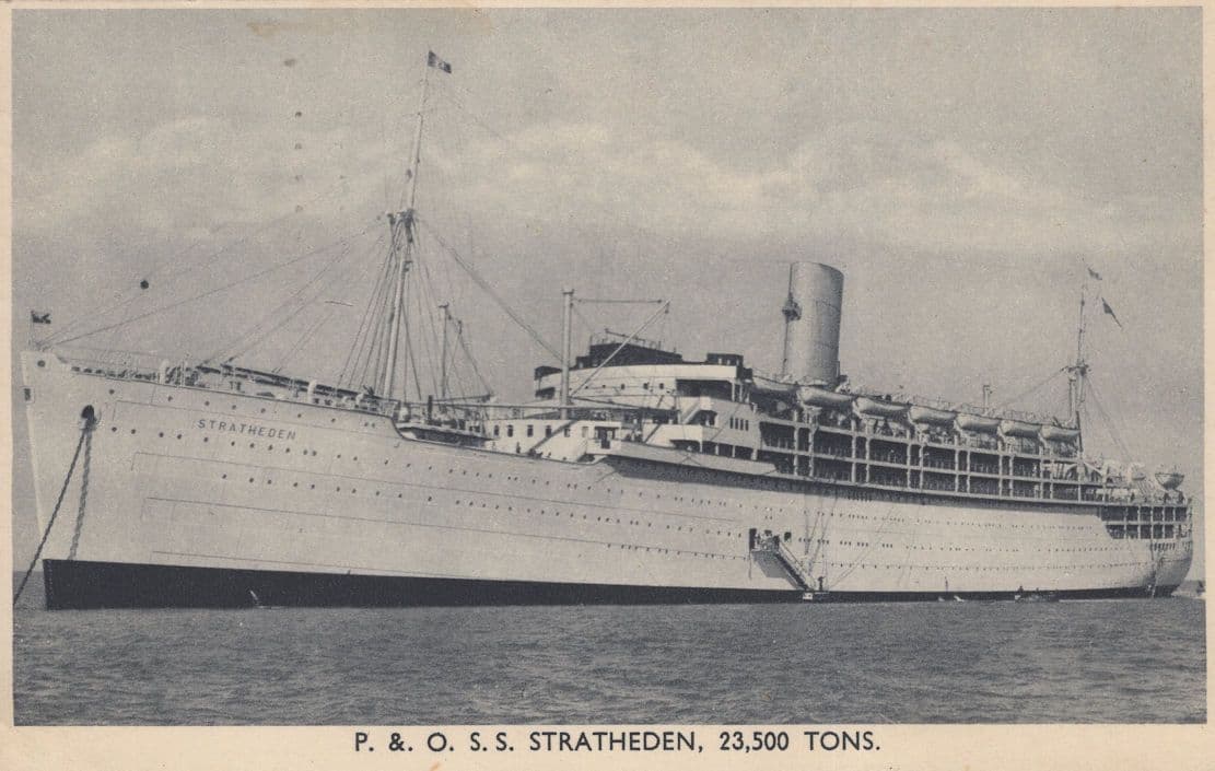 P&O Liner Ship Stratheden Tonnage Old Postcard