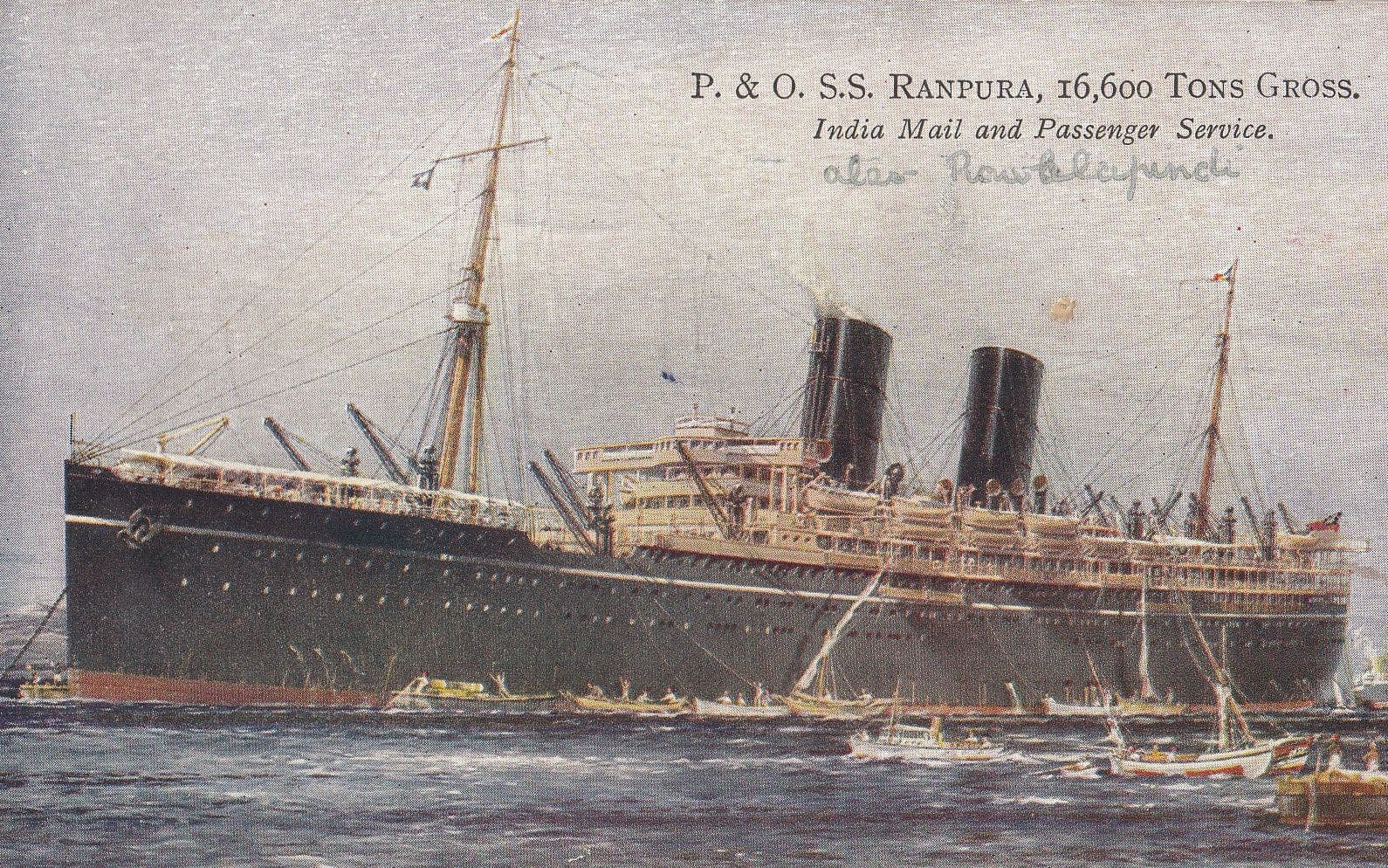 P&O SS Ranpura India Mail Ship Steamer Old Postcard