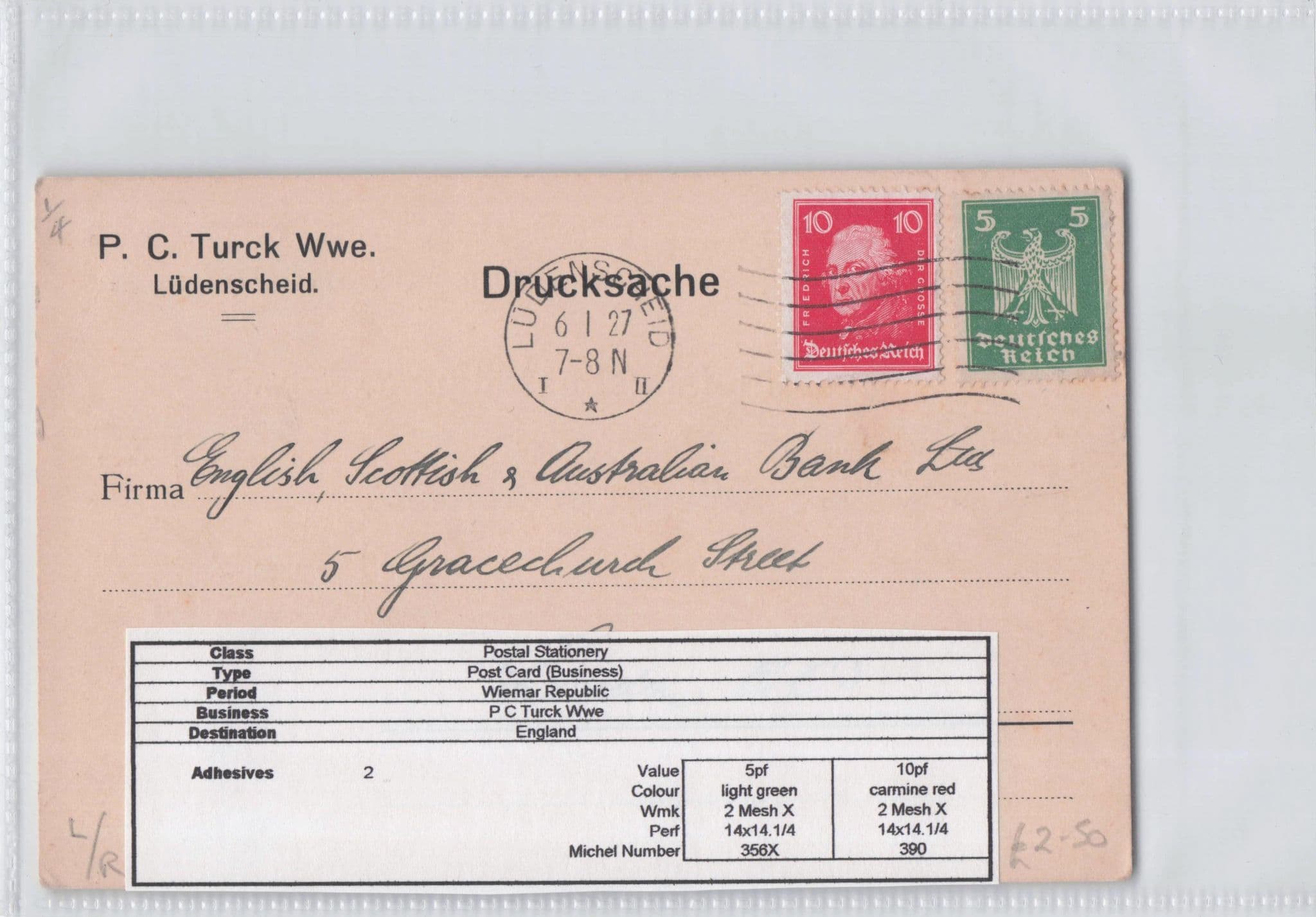 P.C. Turck Wwe German Machinery Tools Factory Ludenscheid Antique Postcard