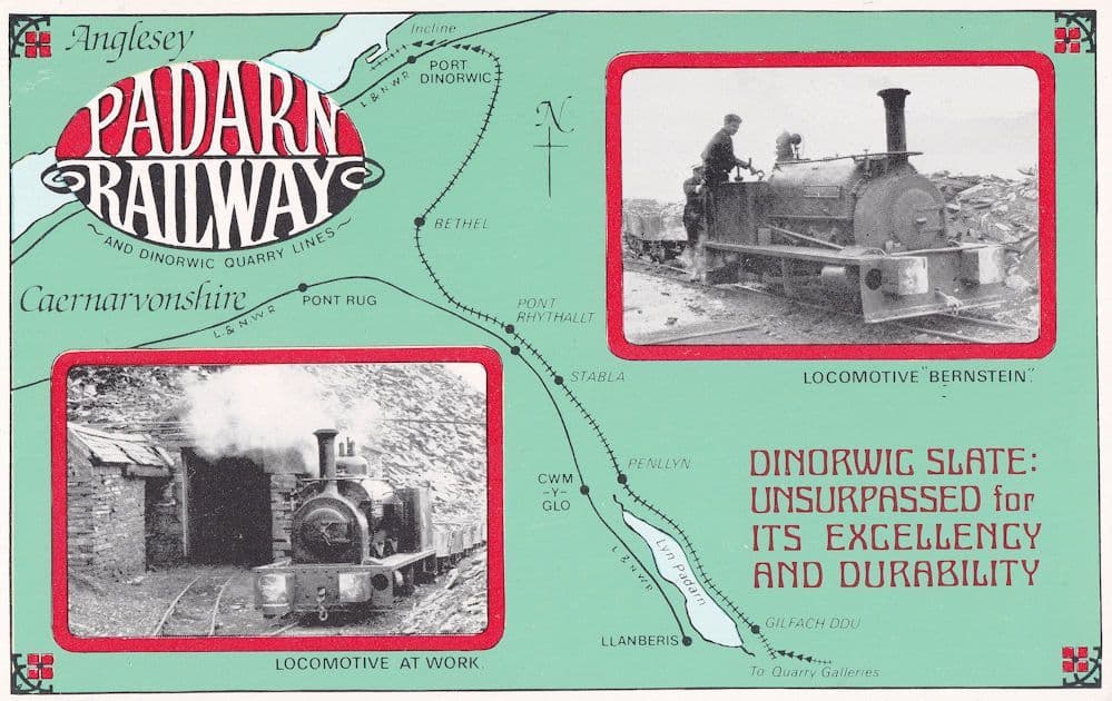 Padarn Railways Bernstein Locomotive Welsh Map Train Postcard