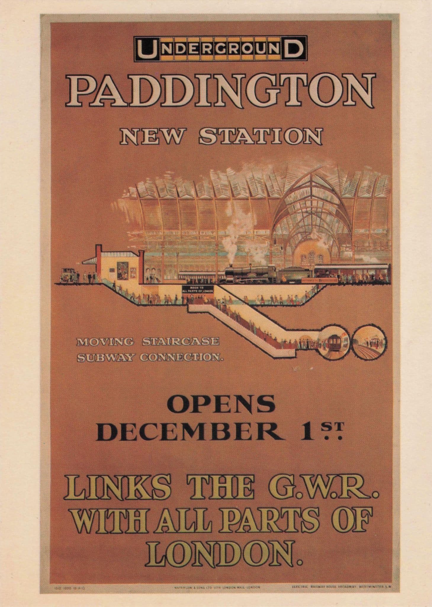Paddington Underground New Station London Transport Advertising Postcard