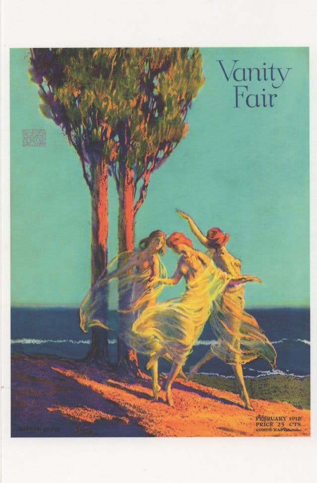 Pagan Beach Dancing WW1 Art Deco Painting Magazine Postcard