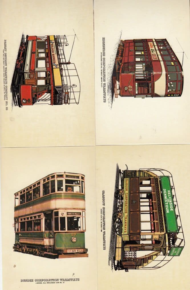 Paisley Dundee Edinburgh Glasgow Tramways 4x Scottish Bus Postcard s