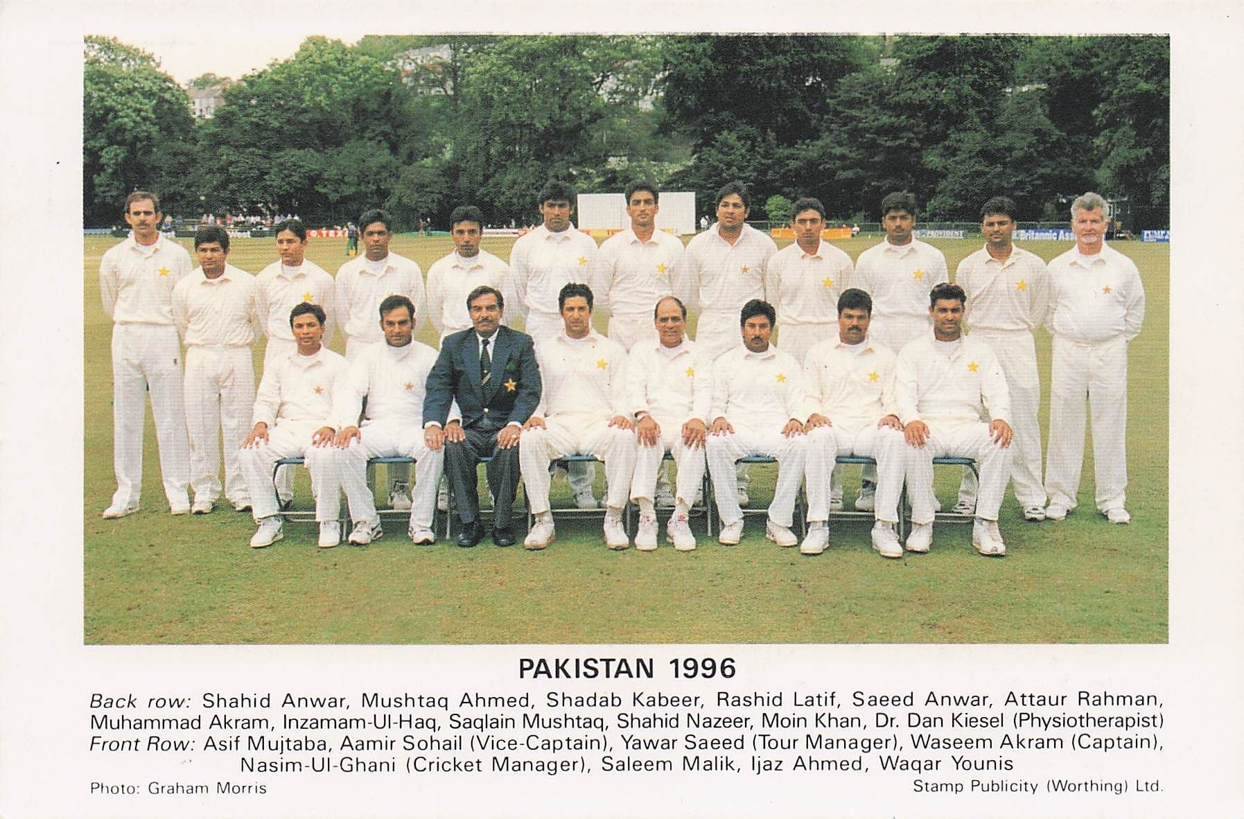 Pakistan 1996 International Cricket Team Photo Postcard