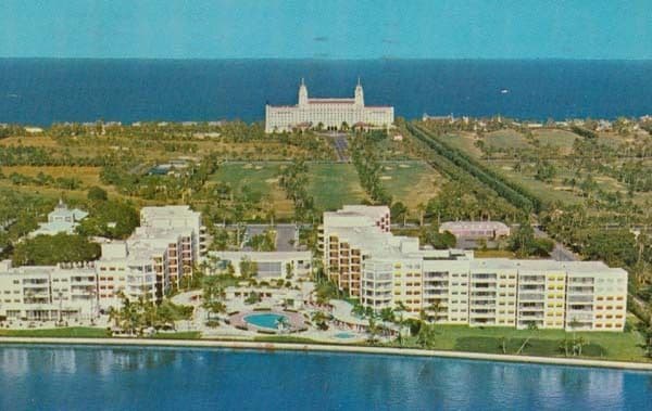 Palm Beach Towers Lake Worth Vintage Aerial 1960s Postcard
