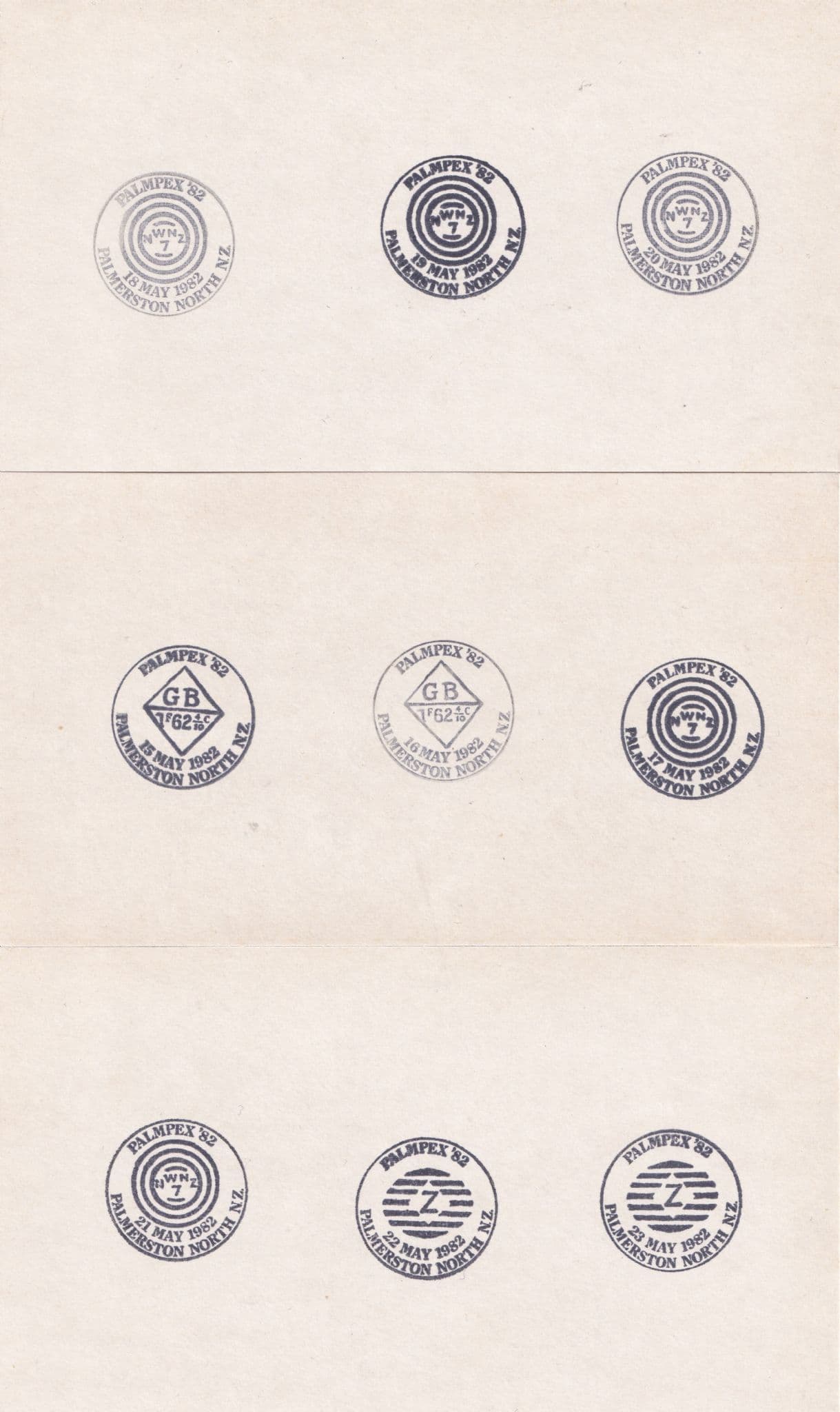 Palmpex 82 9x Palmerston New Zealand Frank Card Ephemera