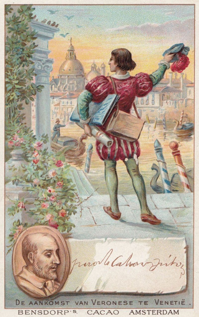 Paolo Veronese Italian Painter Printed Signed Bendorps Postcard Old Trade Card