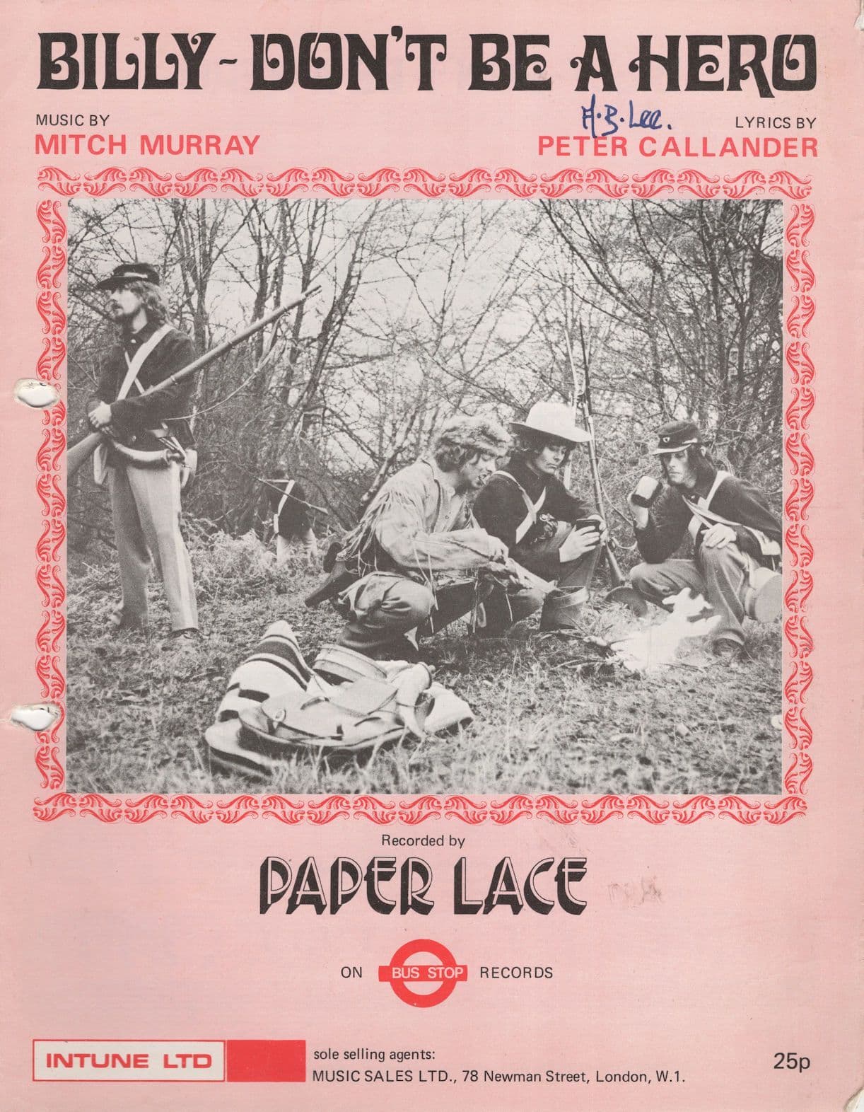 Paper Lace Billy Don't Be A Hero Sheet Music