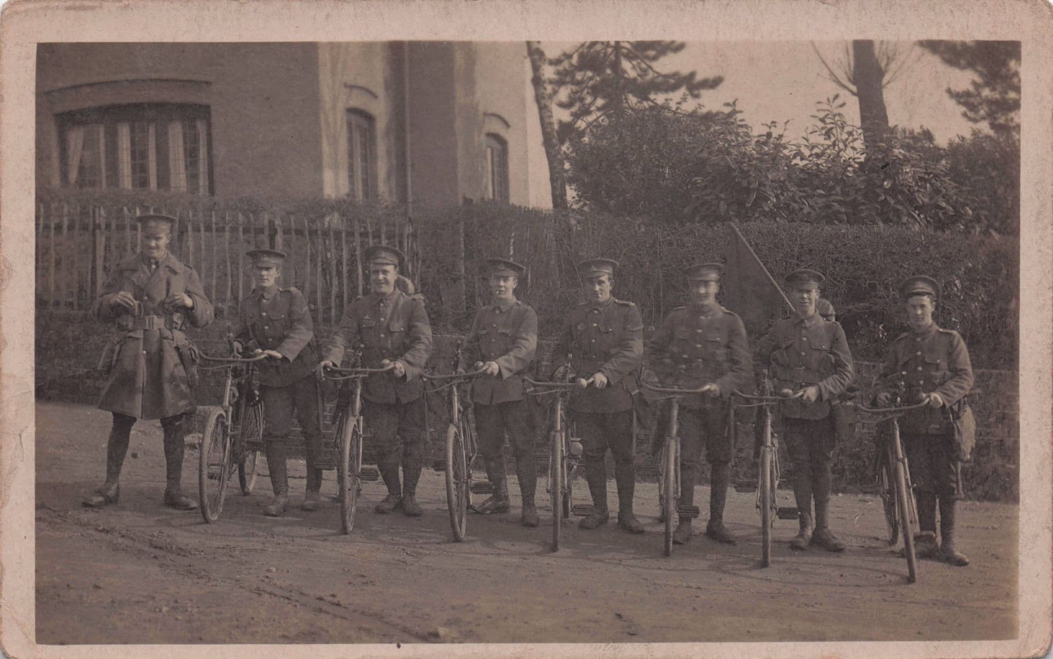 Parade Of Military British Army Soldiers & Antique Bicycles Old Postcard