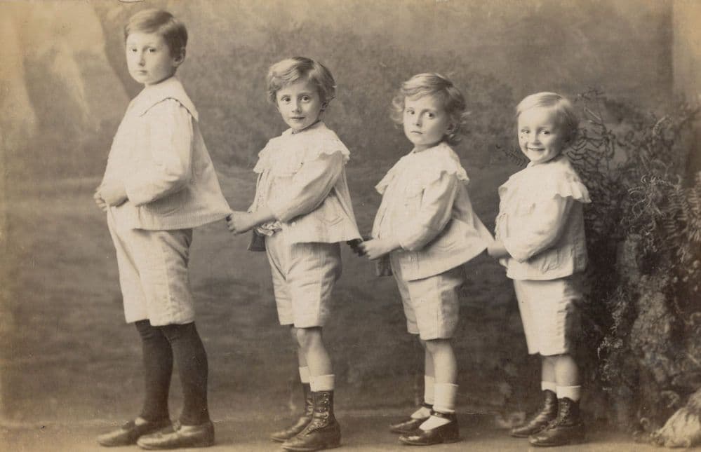 Parade Of Russian Children Pulling Their Clothes Fashion Old Real Photo Postcard