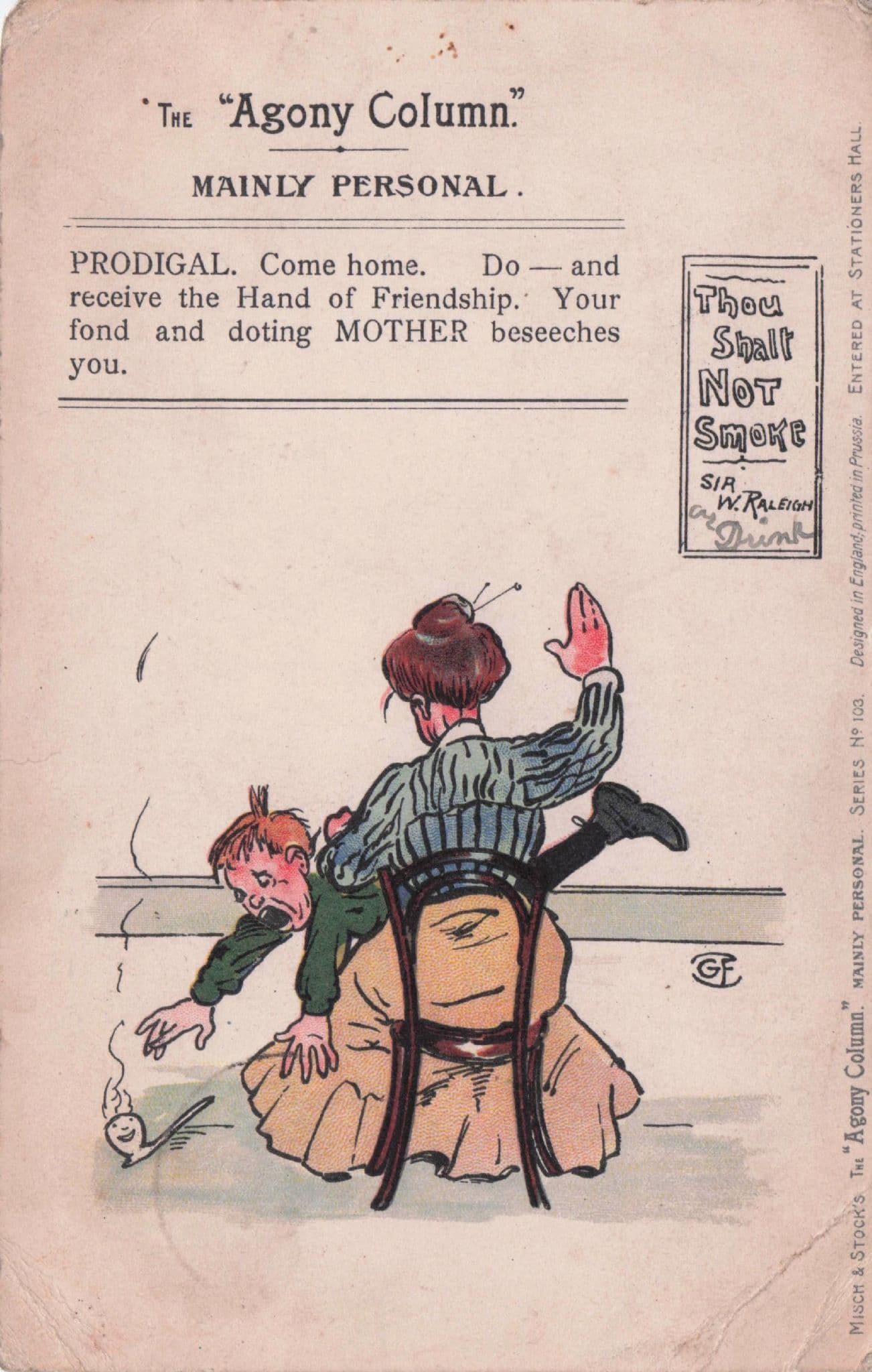 Parent Corporal Punishment Old Smacking Comic Agony Aunt Postcard