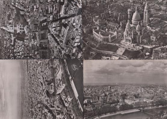 Paris Aerial Birds Eye Vintage 4x Real Photo Postcard s