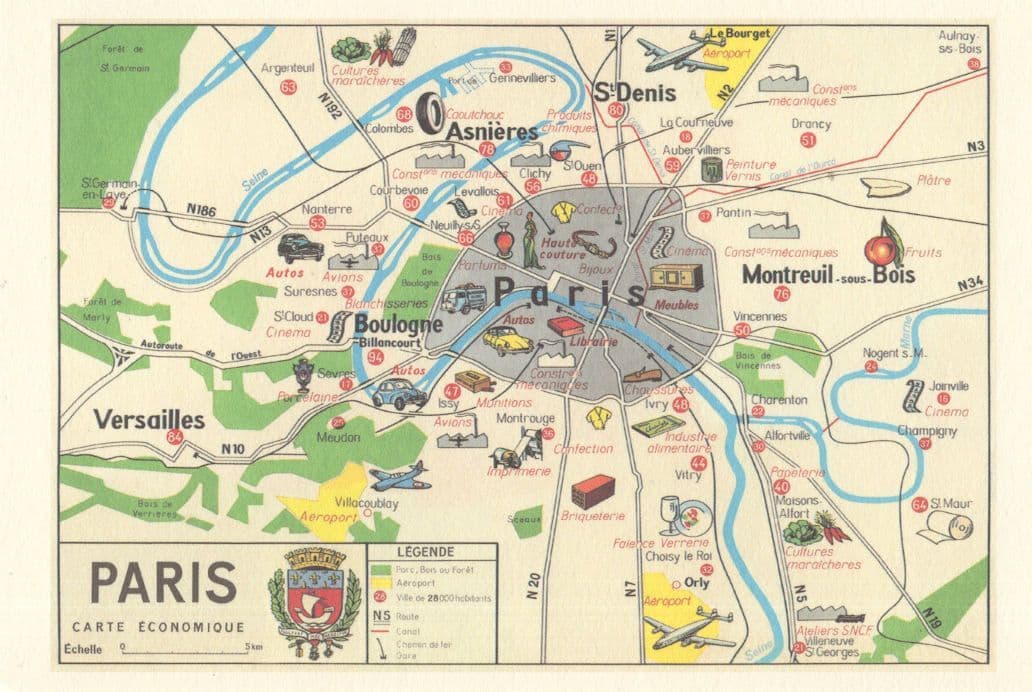 Paris Airport Garage Map Postcard