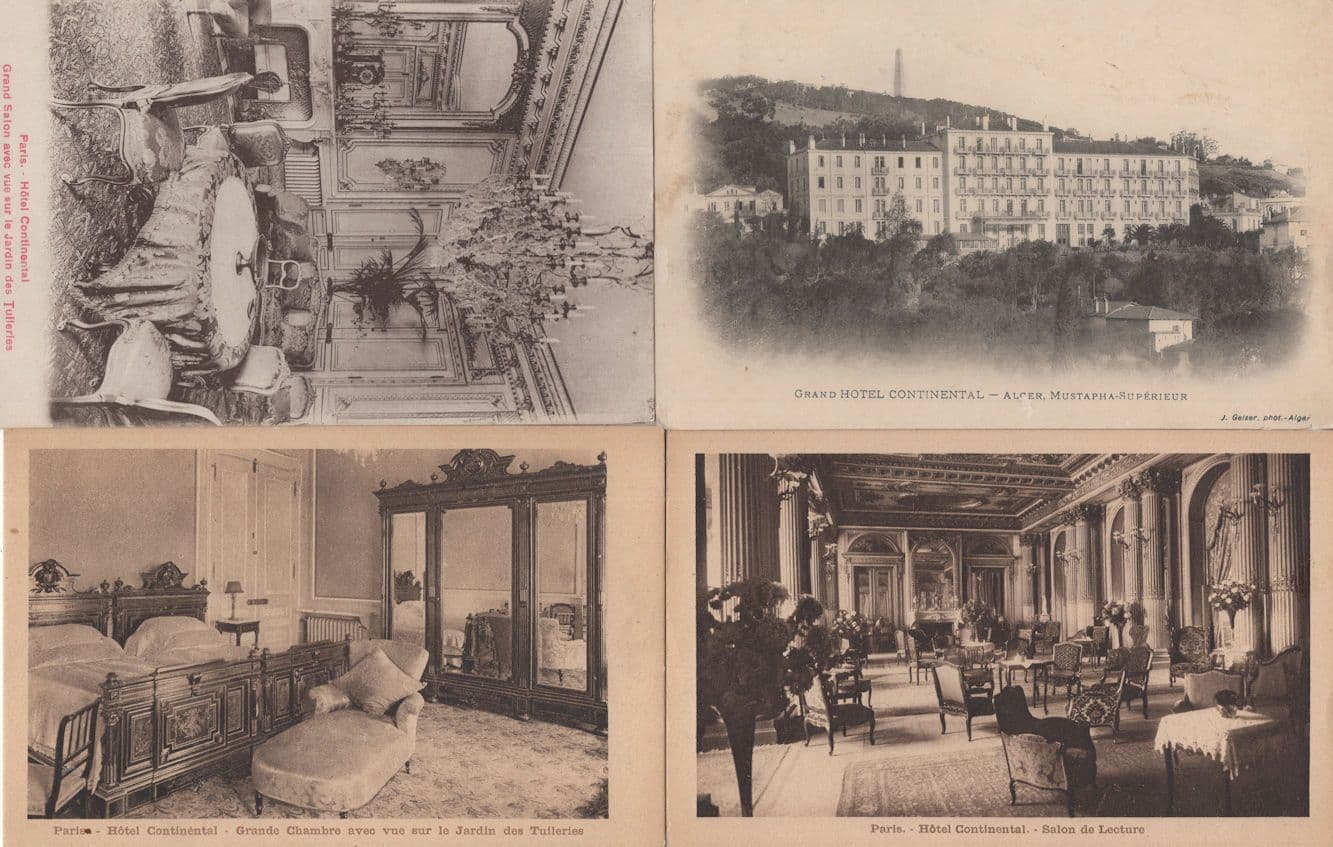 Paris Hotel Continental Interior 4x French Antique Postcard s
