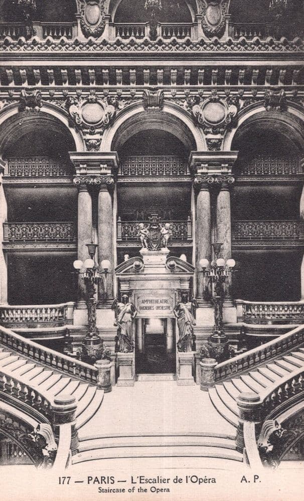 Paris L'Escalier De L'Opera Staircase Of Opera Antique French Postcard