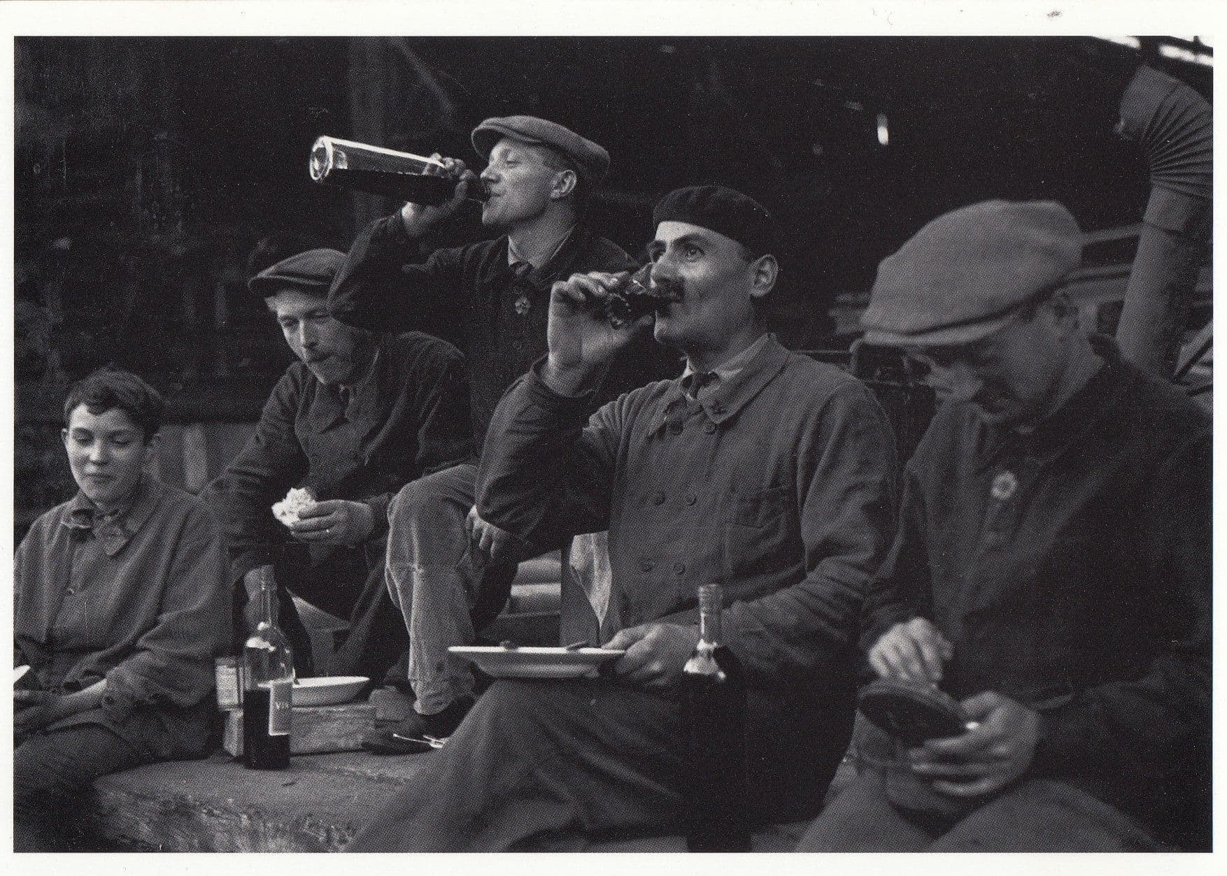 Paris Poverty Drinking Eating On Street 1930s France Photo Postcard