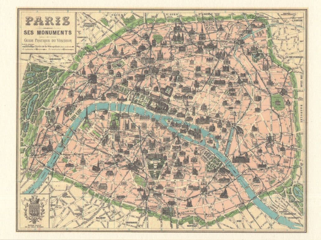 Paris Ses Monuments French Map Postcard