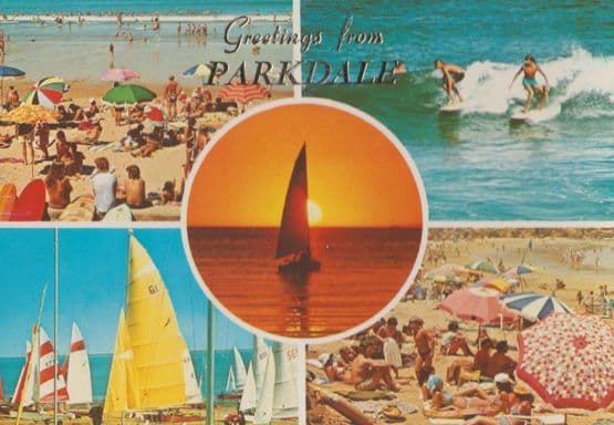 Parkdale Australian Beach Serendipity Boat Sailing Surfing Postcard