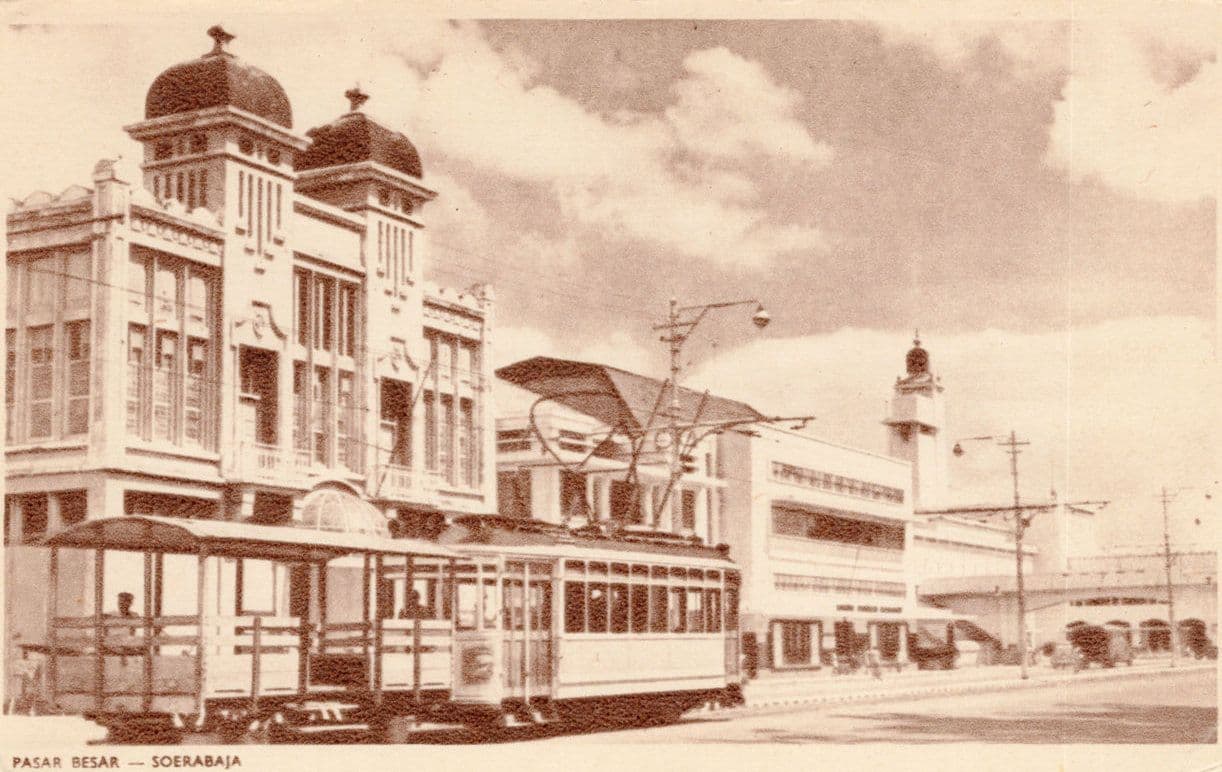 Passer Besar Soerabaja Bus Tram Maybe Station Indonesia Old Postcard